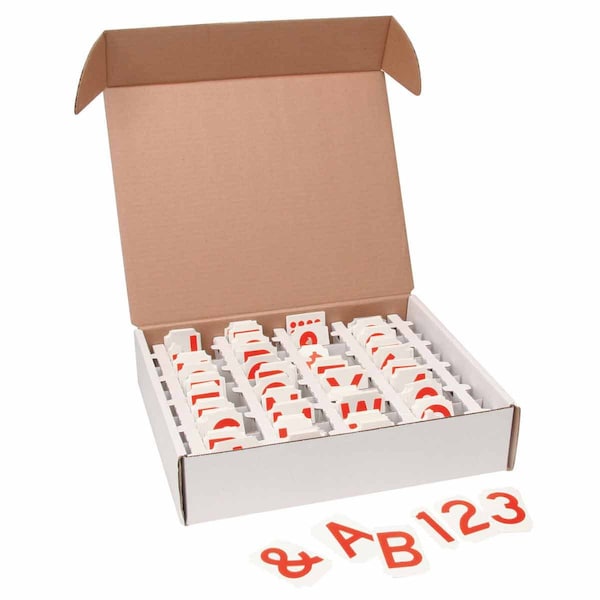 Quik-Align Assorted Numbers, Letters & Punctuation 4 in Polyester Lbls Red 550 Pieces